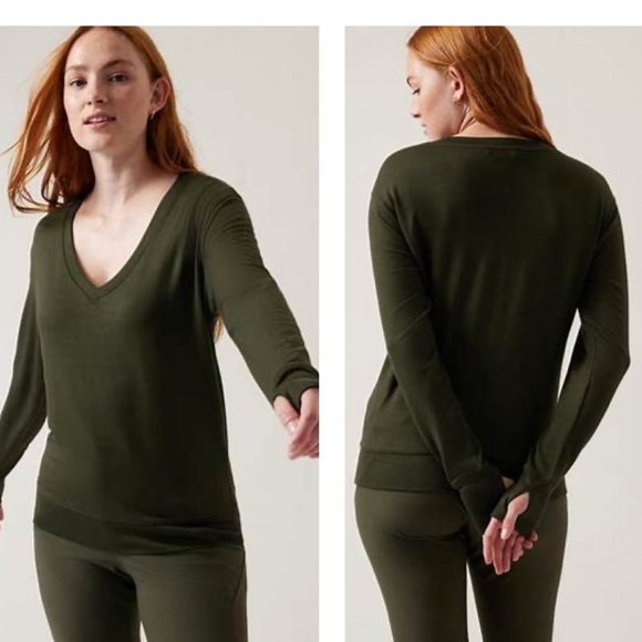 Athleta Sunrise V-neck sweatshirt Dark green
Size 1X New in package - Picture 2 of 7